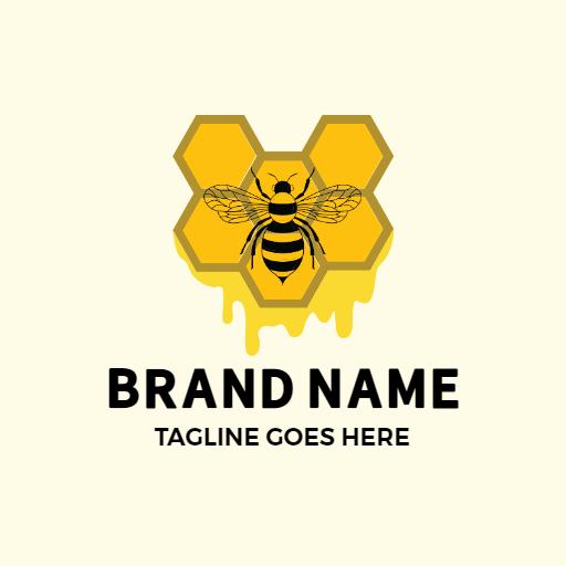 Colorful Honeycomb and Bee Symbol Representing Honeybee Logo Template