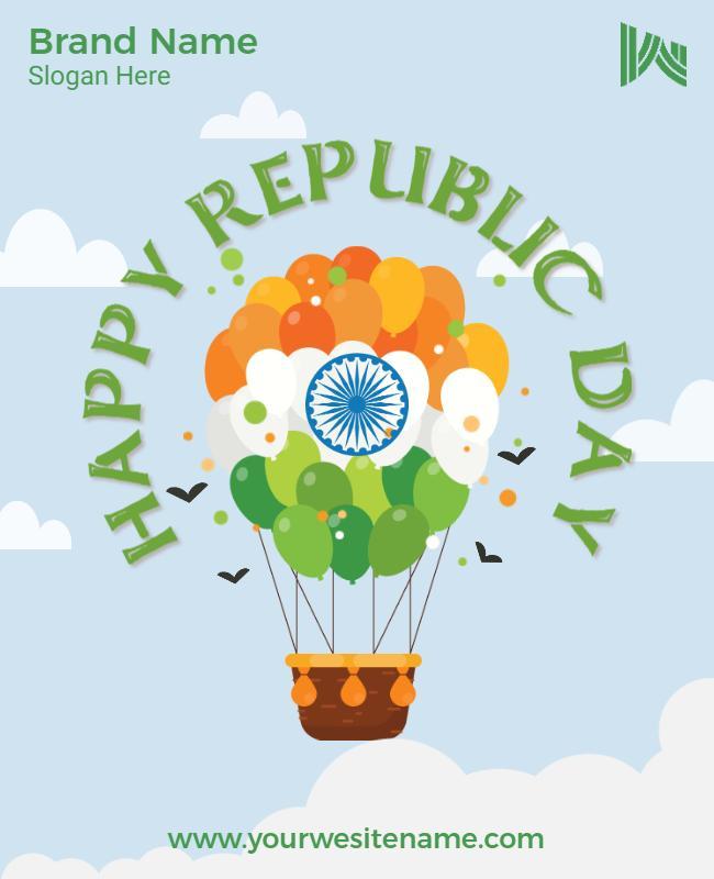 Colorful Hot Air Balloon Celebration for Republic Day Poster Template