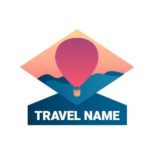 Colorful Hot Air Balloon Over Scenic Mountains Travel Logo Template