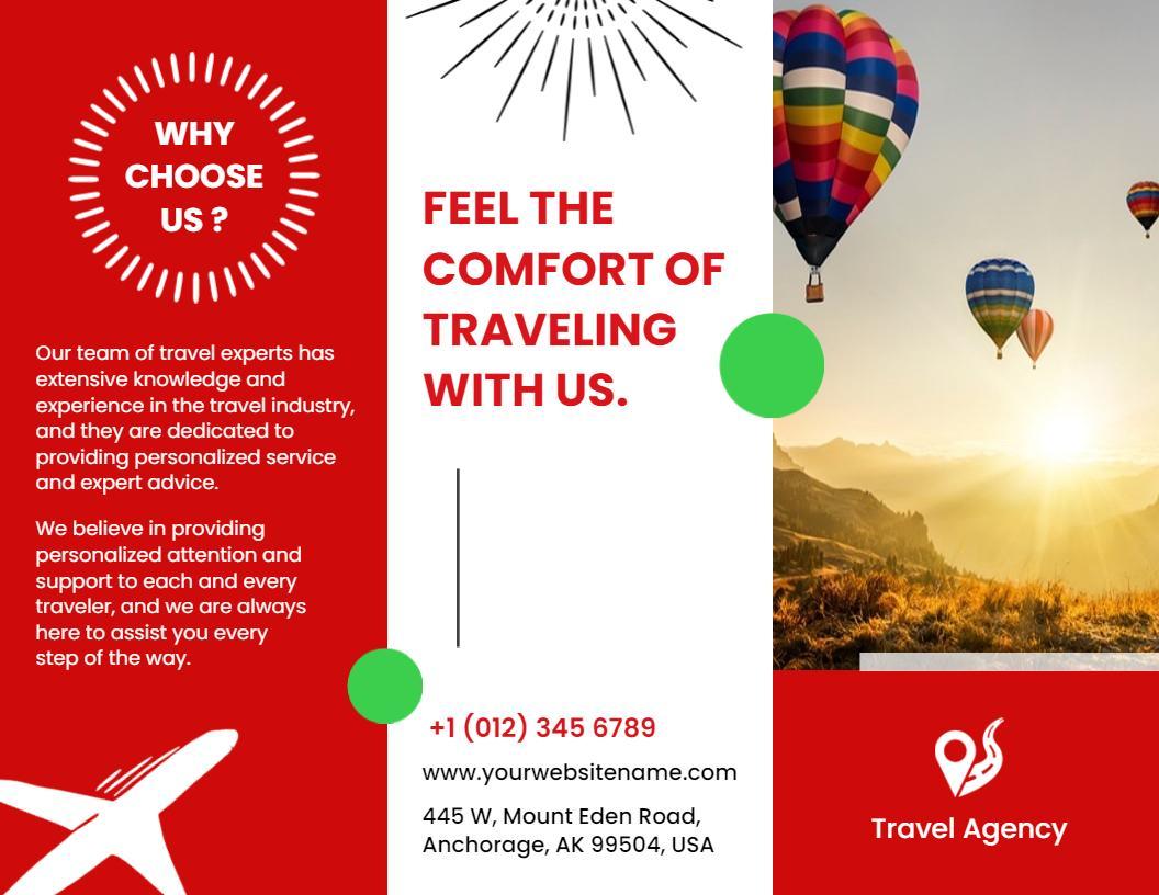 Colorful Hot Air Balloon Travel Packages and Services Brochure Template