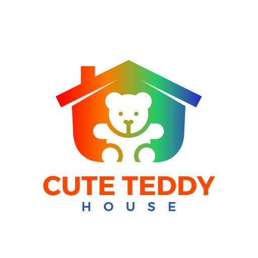 Colorful House Design Featuring Adorable Teddy Bear Logo Template