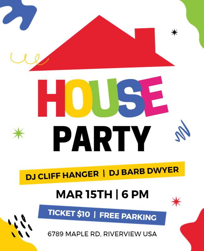 Colorful House Party Event Flyer Template