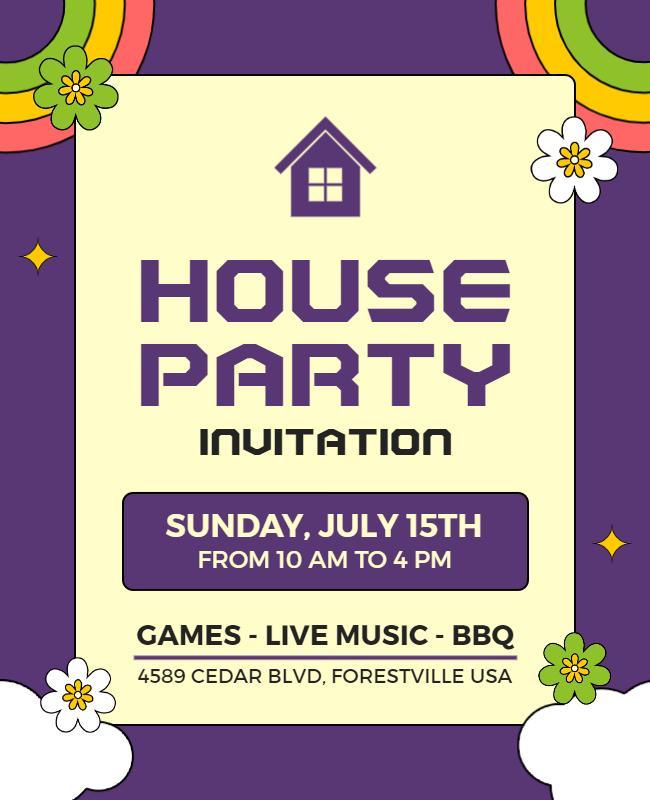 Colorful House Party Event Invitation Flyer Template