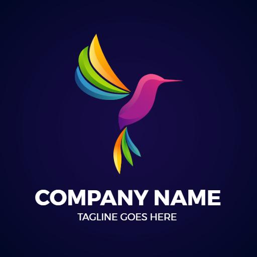 Colorful Hummingbird Design Showcasing Vibrant Gradient Logo Template