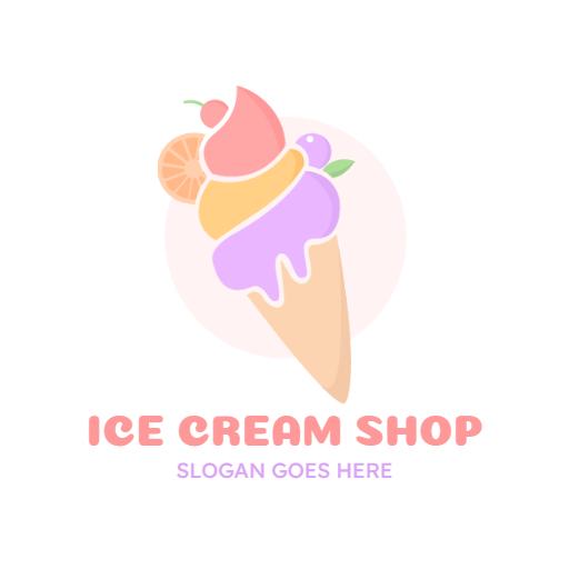 Colorful Ice Cream Cone Featuring Soft Pastels Design Logo Template