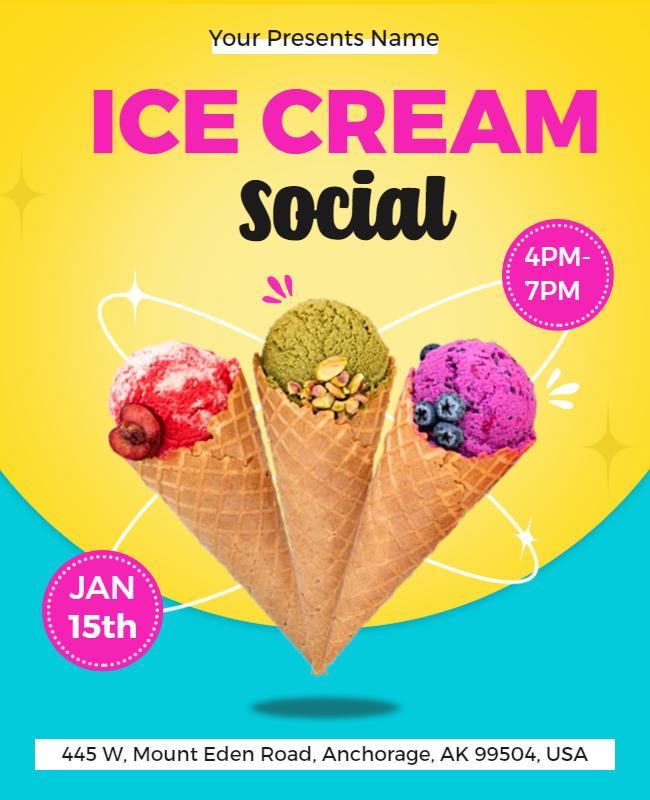 Colorful Ice Cream Social Event Flyer Template