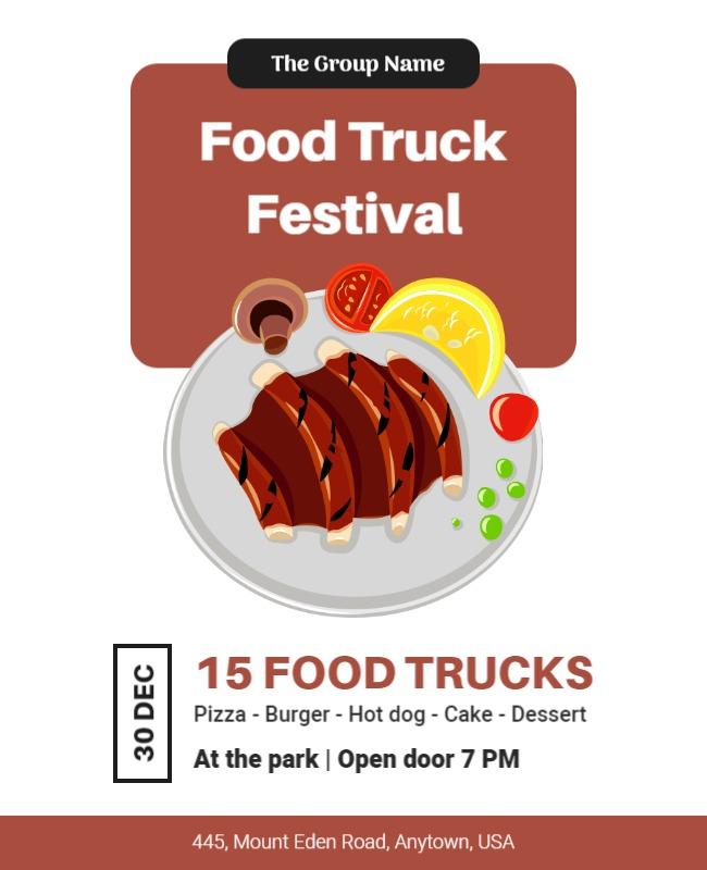 Colorful Iconic Food Truck Festival Culinary Poster Template
