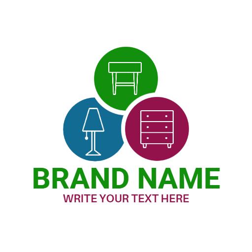 Colorful Icons of Furniture Featuring Modern Designs Logo Template