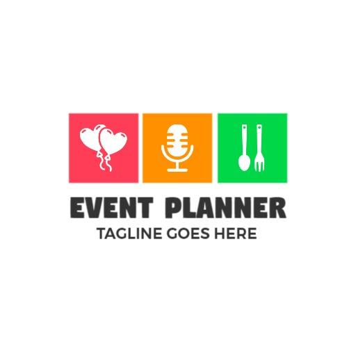 Colorful Icons Representing Celebrations in Event Planner Logo Template