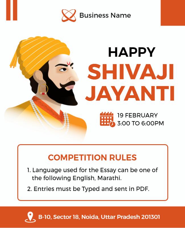 Colorful Illustrated Celebration of Shivaji Jayanti Poster Template