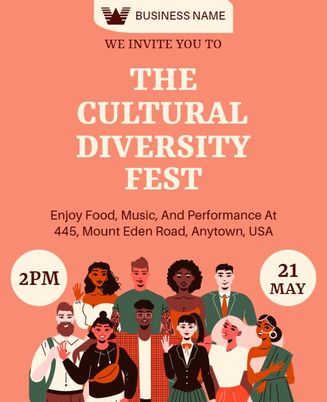 Colorful Illustrated Cultural Diversity Festival Poster Template