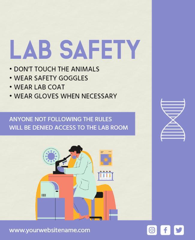 Colorful Illustrated Lab Safety Guidelines Poster Template
