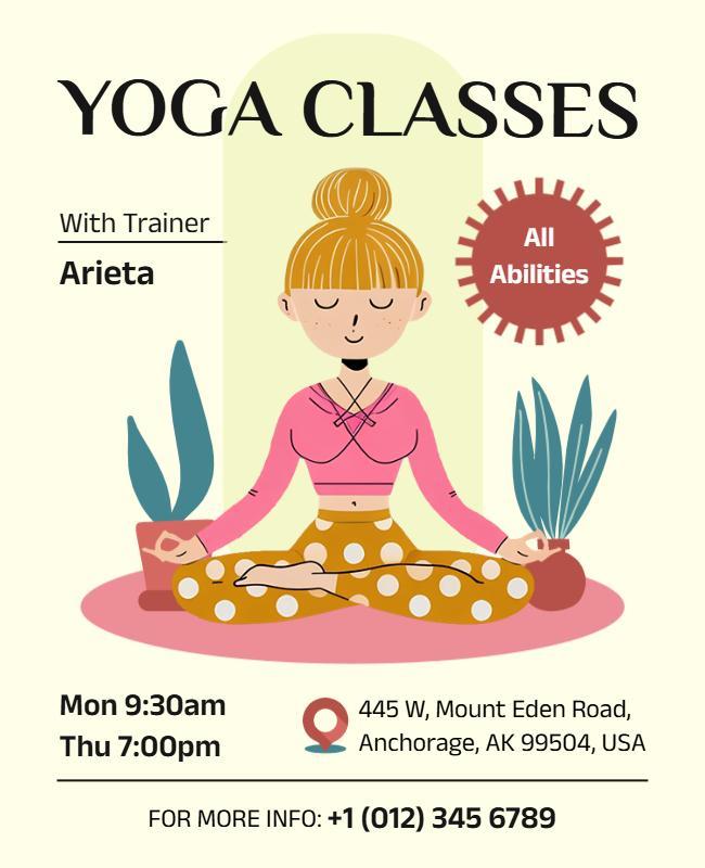 Colorful Illustrated Yoga Classes for All Abilities Flyer Template