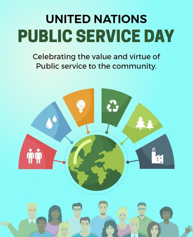 Colorful Illustration for United Nations Public Service Day Poster Template