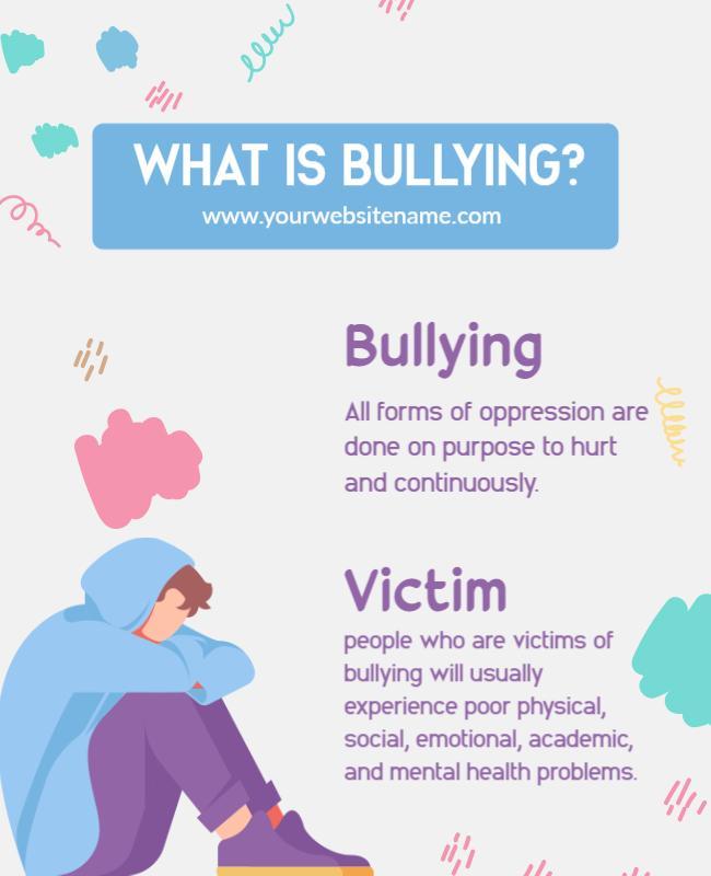 Colorful Illustration on Understanding Bullying Awareness Poster Template