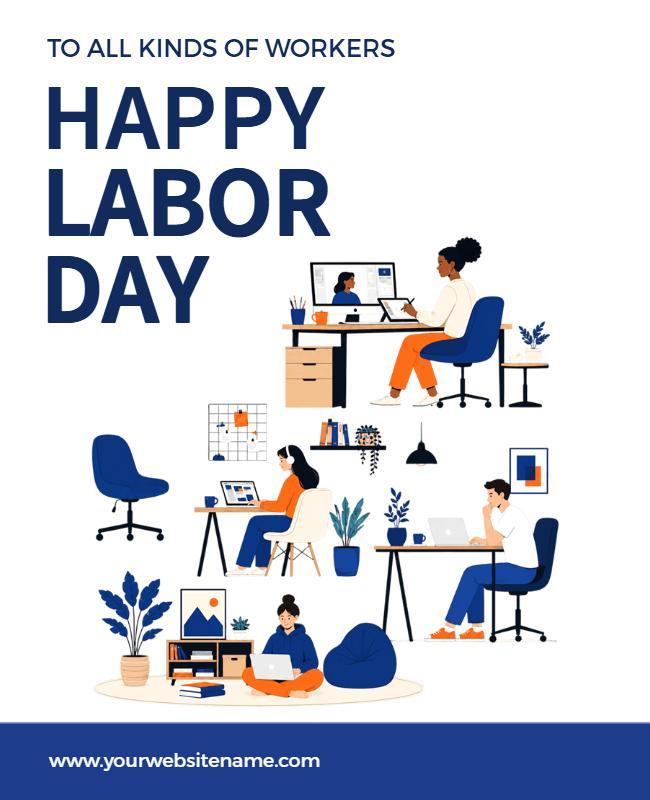 Colorful Illustrative Labor Day Appreciation Poster Template
