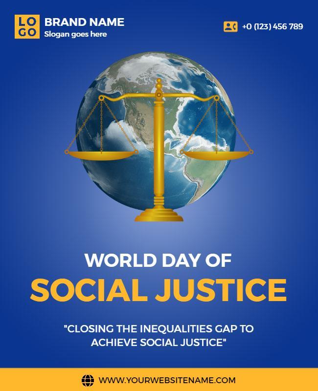 Colorful Illustrative World Day of Social Justice Poster Template