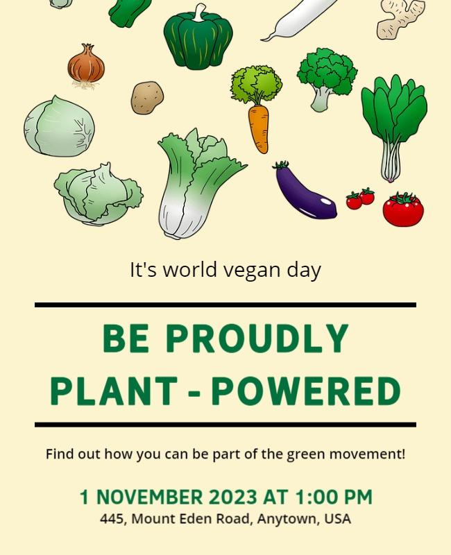 Colorful Illustrative World Vegan Day Celebration Poster Template