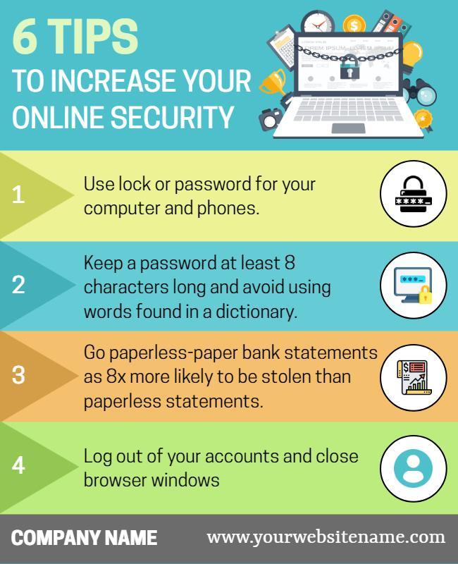 Colorful Infographic for Online Security Tips Poster Template