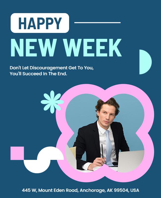 Colorful Inspirational Happy New Week Motivational Poster Template