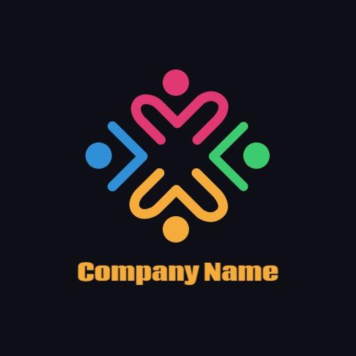 Colorful Interlocking Figures Represent Collaboration in Team Logo Template