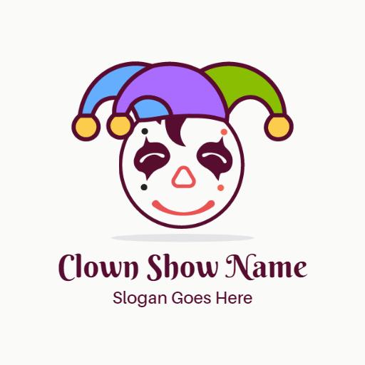 Colorful Jester Hat and Smiling Face Clown Logo Template