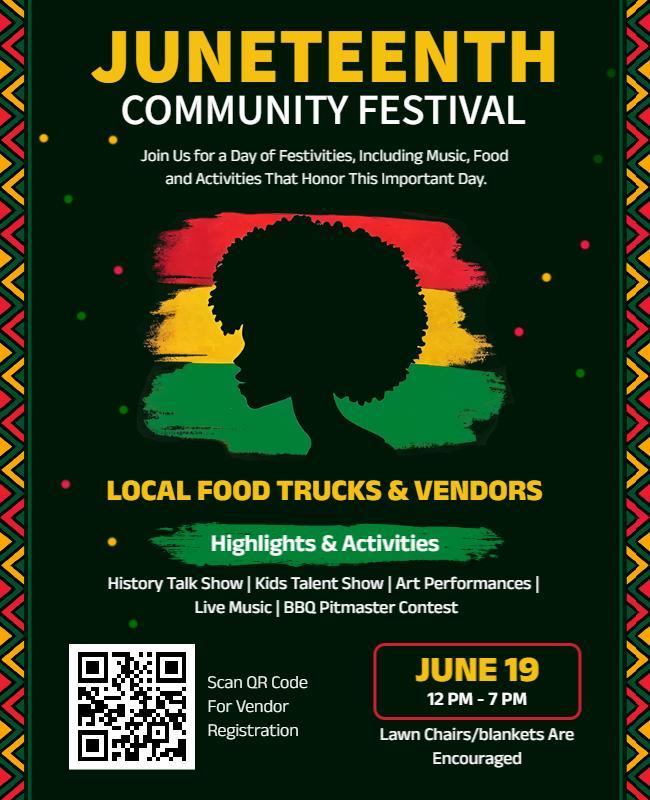 Colorful Juneteenth Community Festival Celebration Poster Template