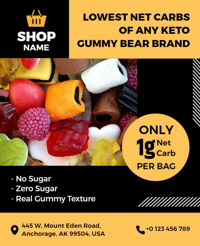 Colorful Keto Gummy Bears Candy Promotion Poster Template