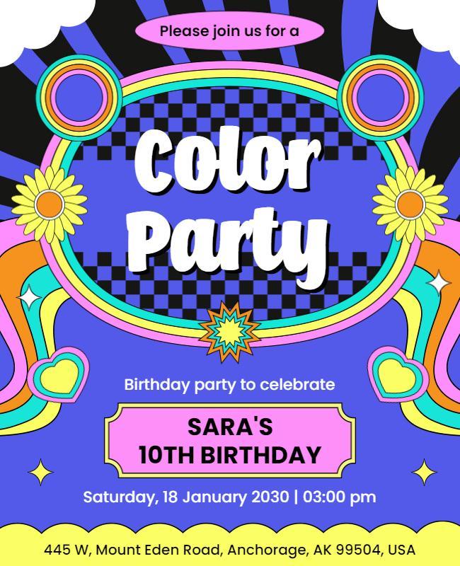 Colorful Kids Birthday Celebration Flyer Template