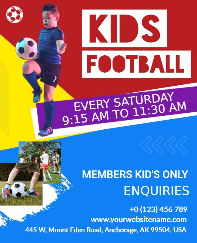 Colorful Kids Football Training Program Poster Template