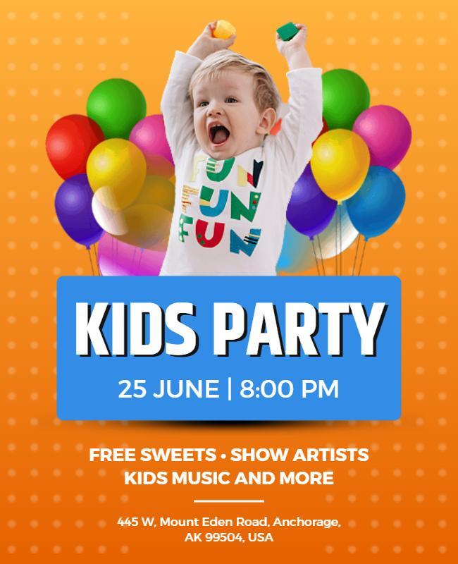 Colorful Kids Party Celebration Flyer Template