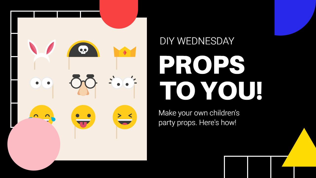 Colorful Kids Party Props Craft DIY YouTube Thumbnail Template