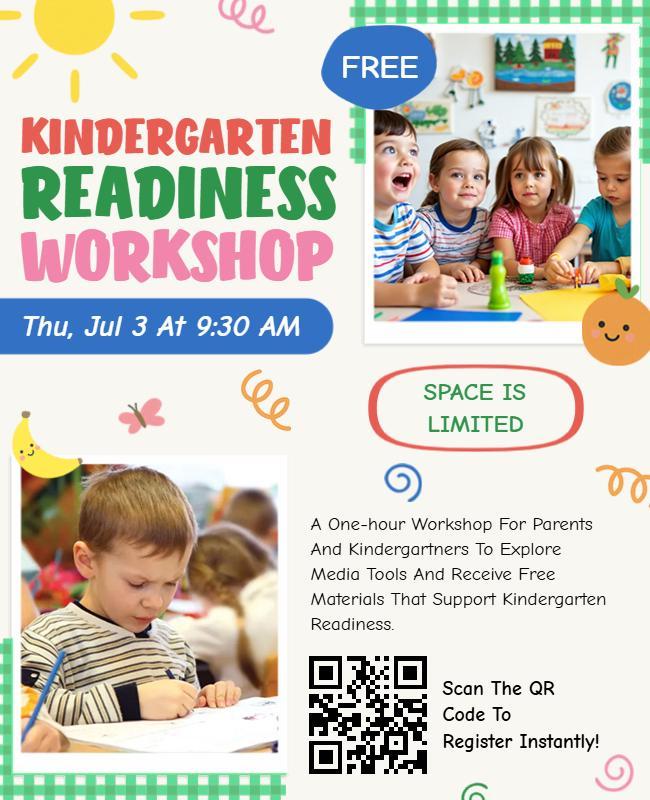 Colorful Kindergarten Readiness Workshop Flyer Template