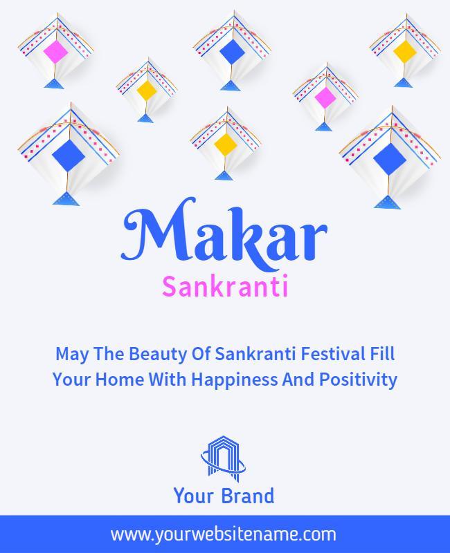 Colorful Kite Design for Makar Sankranti Celebration Poster Template
