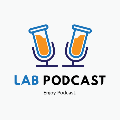 Colorful Laboratory Equipment Highlighting Engaging Podcast Logo Template