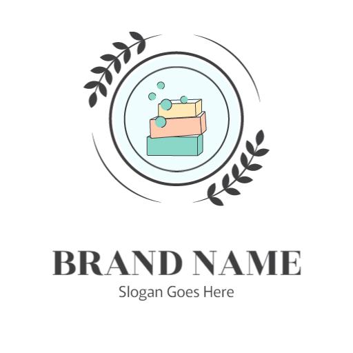 Colorful Layered Soap Design with Bubbles and Greenery Logo Template