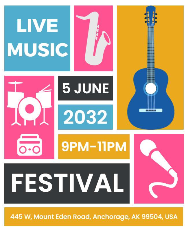 Colorful Live Music Festival Flyer Template