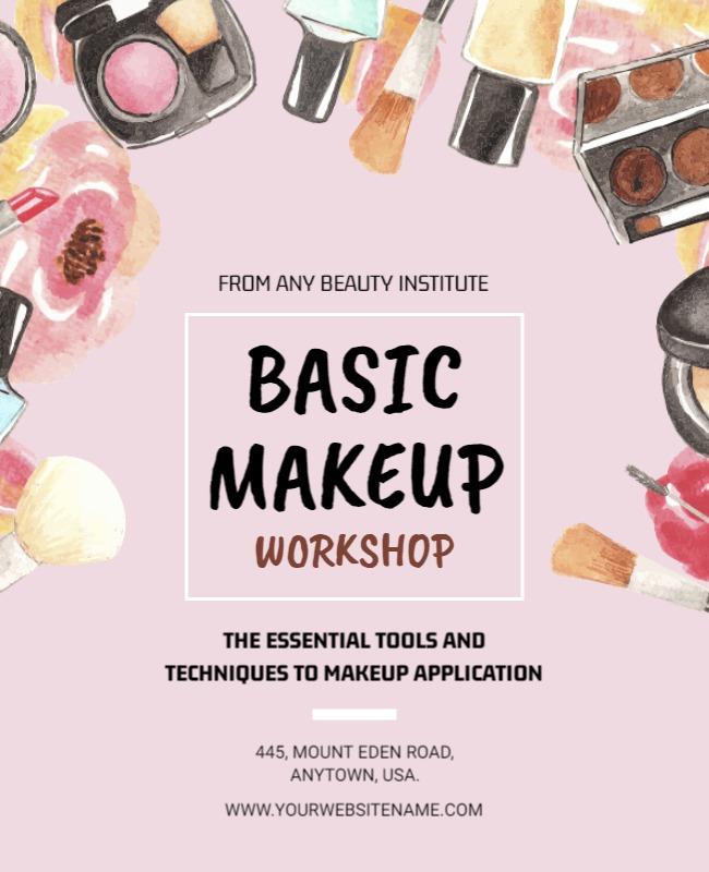 Colorful Makeup Tools Workshop for Basic Application Poster Template