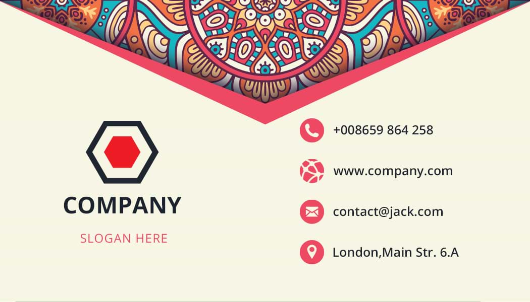 Colorful Mandala Design with Geometric Shapes Business Card Template