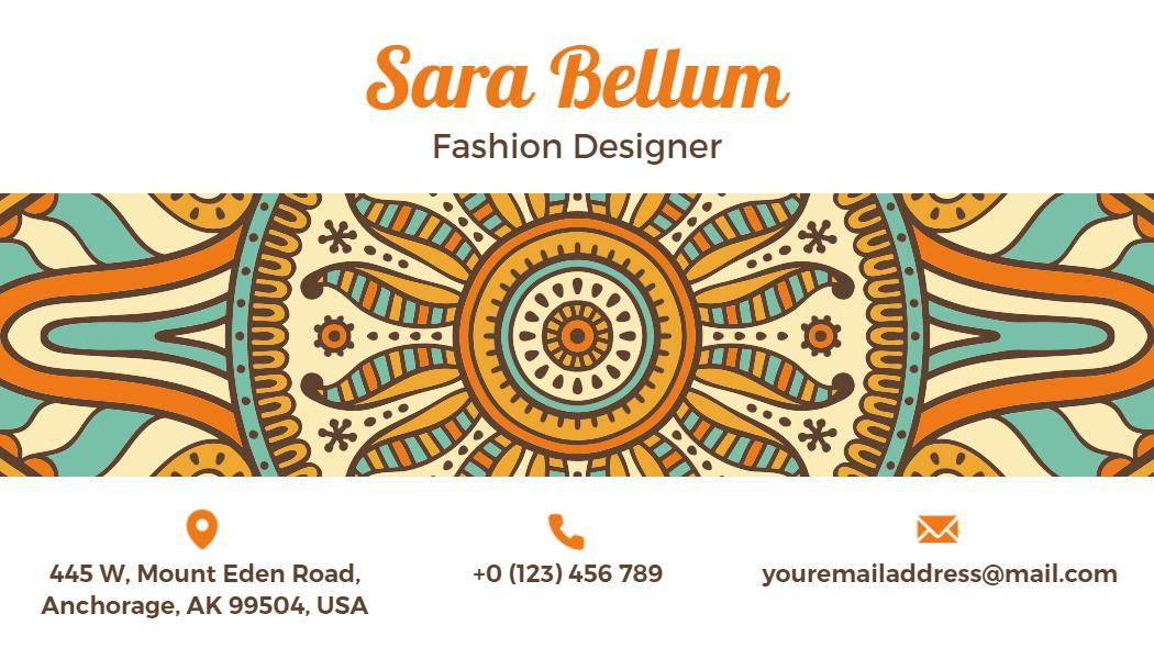Colorful Mandala Pattern Fashion Designer Business Card Template