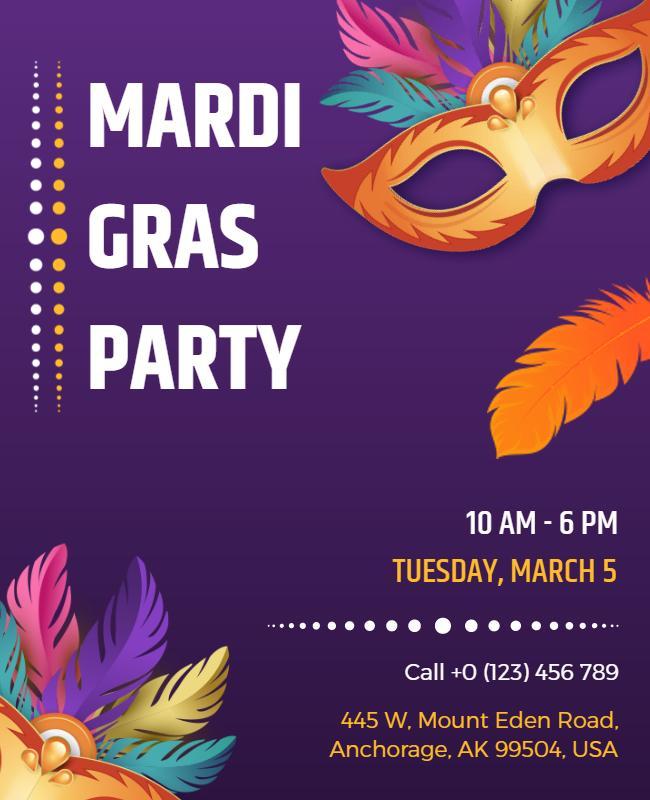 Colorful Mardi Gras Celebration Event Flyer Template