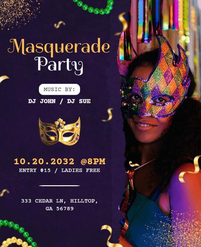 Colorful Masquerade Party Event Flyer Template