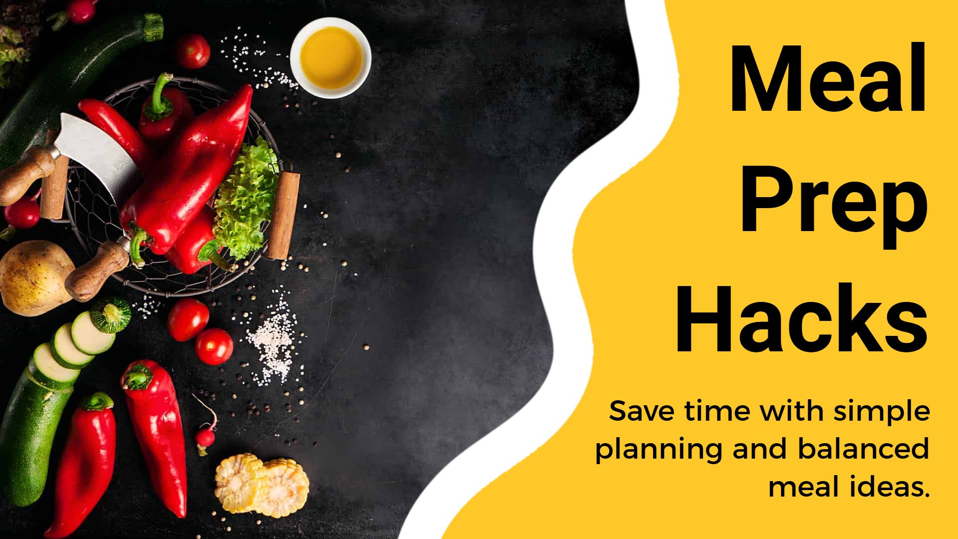 Colorful Meal Prep Hacks Simple Healthy Recipes Advertising Presentation Template