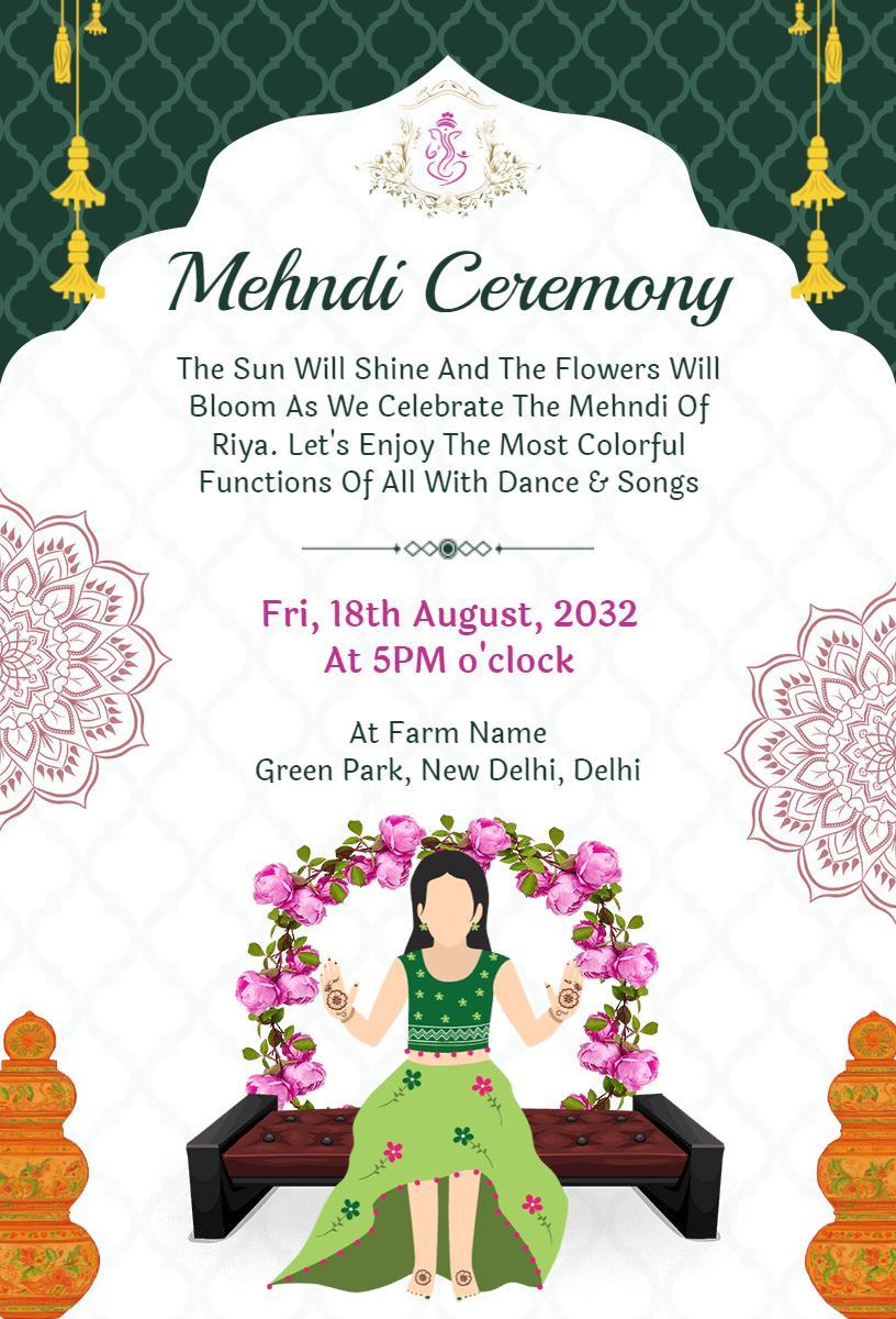 Colorful Mehndi Ceremony Celebration Invitation Template