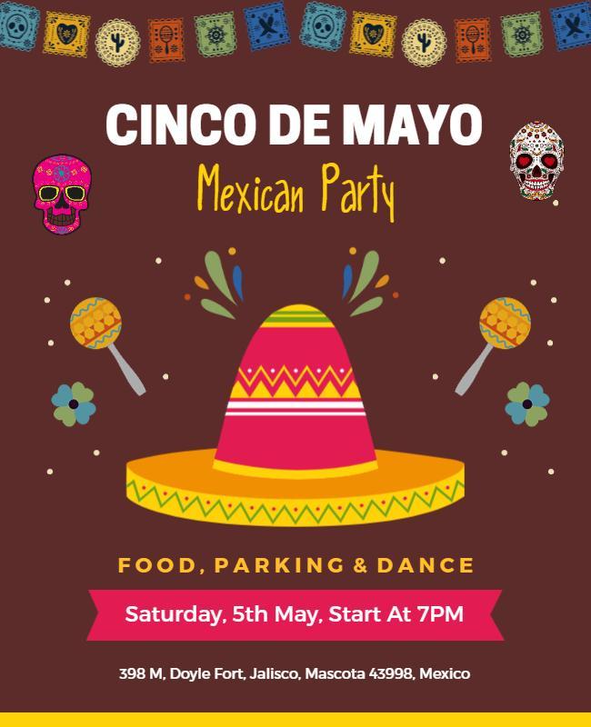 Colorful Mexican Fiesta Celebration Cinco de Mayo Poster Template