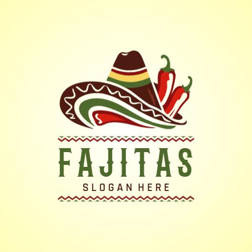 Colorful Mexican Hat with Spicy Peppers for Fajitas Logo Template