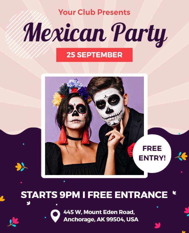 Colorful Mexican Party Celebration Flyer Template