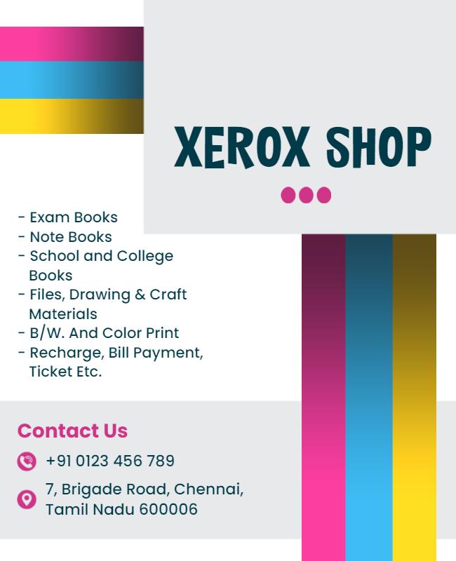 Colorful Modern Copy Shop Services Advertisement Poster Template
