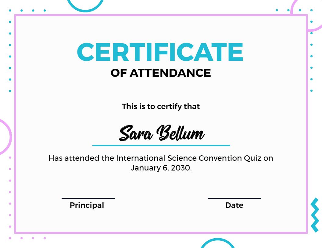 Colorful Modern Geometric Attendance Certificate Template