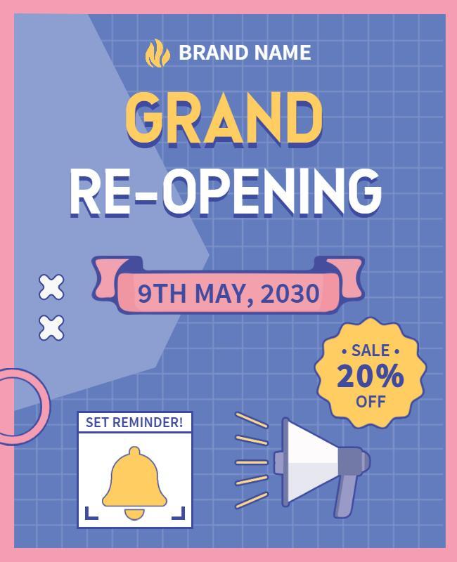 Colorful Modern Grand Re-Opening Sale Announcement Poster Template